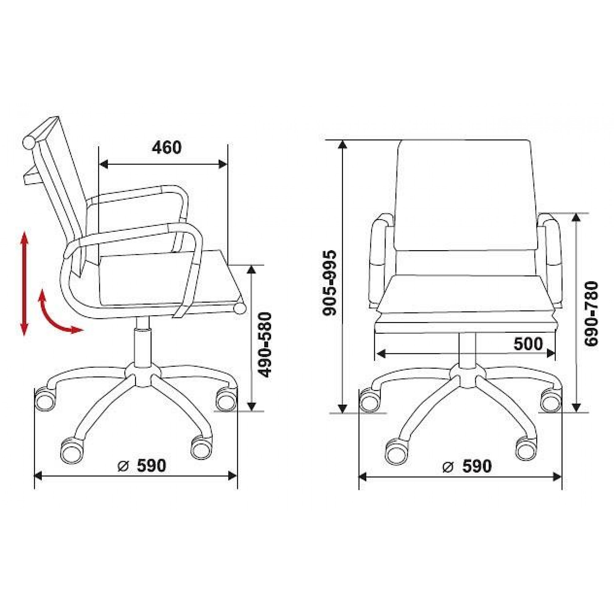 Кресло компьютерное Бюрократ CH-993-low красное    BUR_CH-993low_red