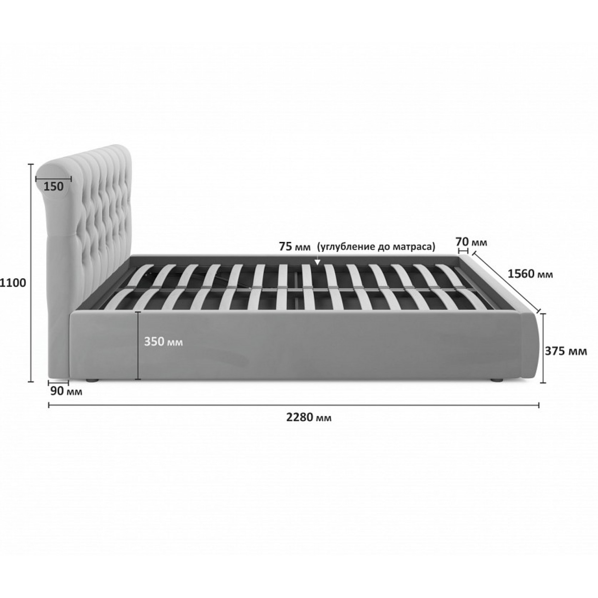 Кровать полутораспальная Ameli 2000x1400 NMB_TE-00004398