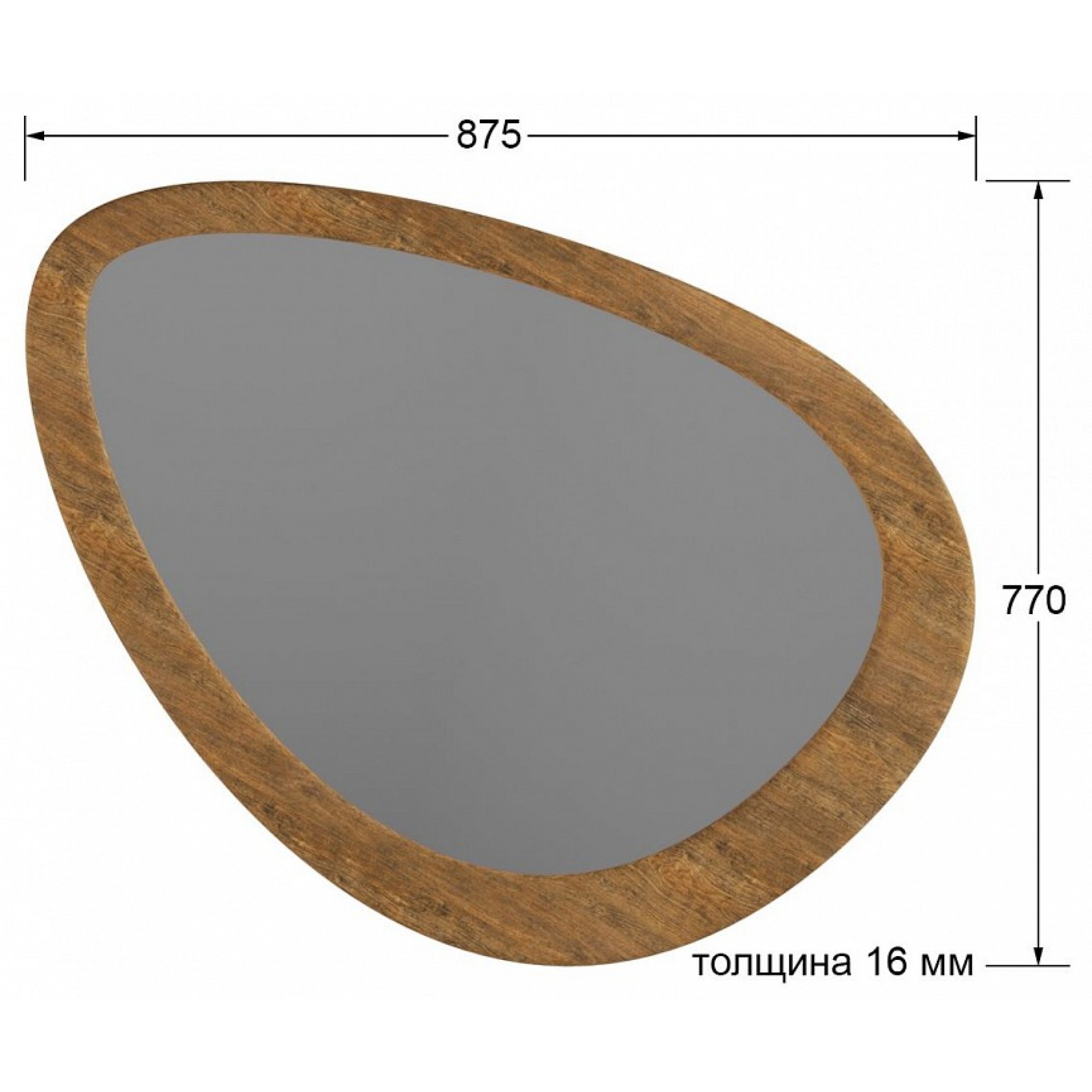 Зеркало настенное Телфорд вью древесина коричневая светлая дуб 875x770x16(KLF_9348732904)